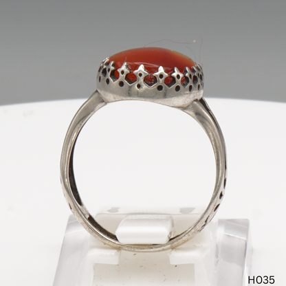 925 Silber Herrenring mit echtem Jemen Achat - Aqeeq Yamani