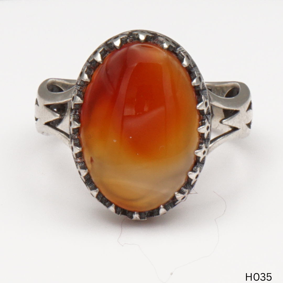 925 Silber Herrenring mit echtem Jemen Achat - Aqeeq Yamani