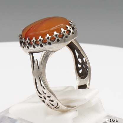 925 Silber Herrenring mit echtem Jemen Achat - Aqeeq Yamani