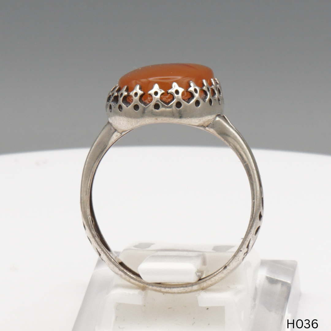 925 Silber Herrenring mit echtem Jemen Achat - Aqeeq Yamani