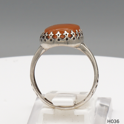 925 Silber Herrenring mit echtem Jemen Achat - Aqeeq Yamani