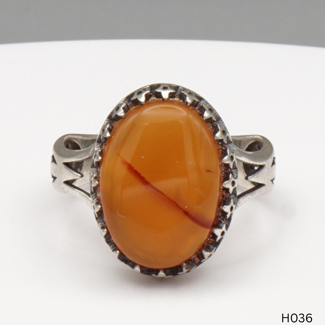 925 Silber Herrenring mit echtem Jemen Achat - Aqeeq Yamani