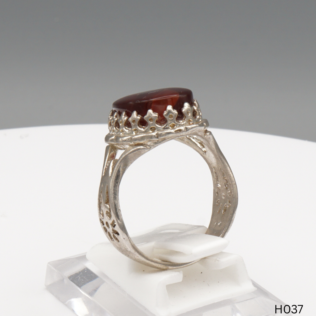 925 Silber Herrenring mit echtem Jemen Achat - Aqeeq Yamani