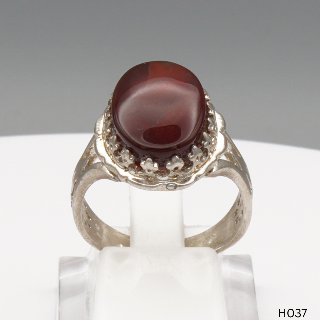 925 Silber Herrenring mit echtem Jemen Achat - Aqeeq Yamani