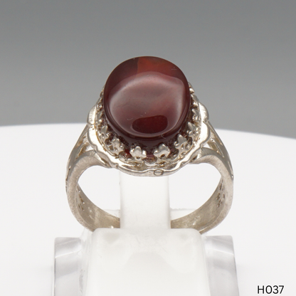 925 Silber Herrenring mit echtem Jemen Achat - Aqeeq Yamani