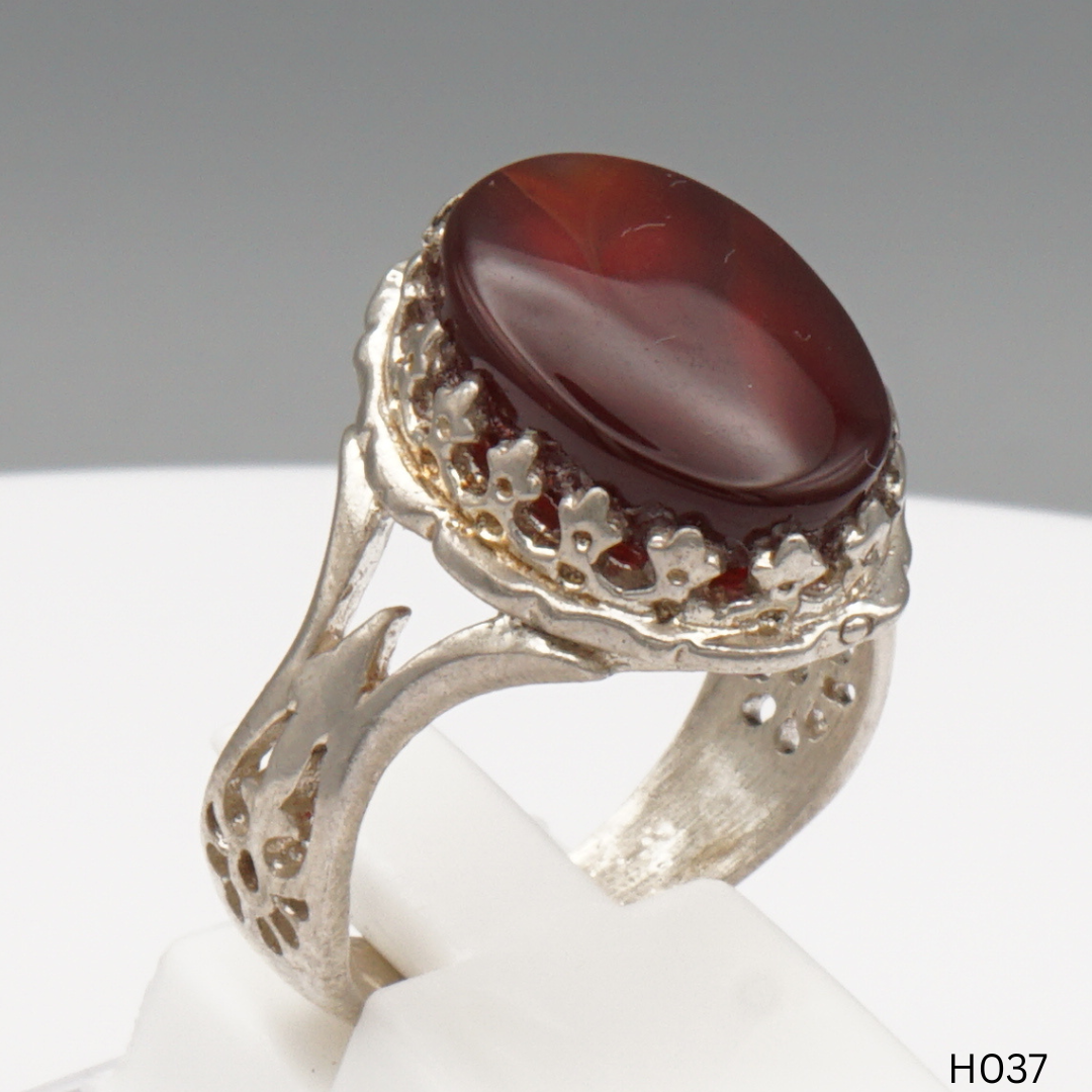 925 Silber Herrenring mit echtem Jemen Achat - Aqeeq Yamani