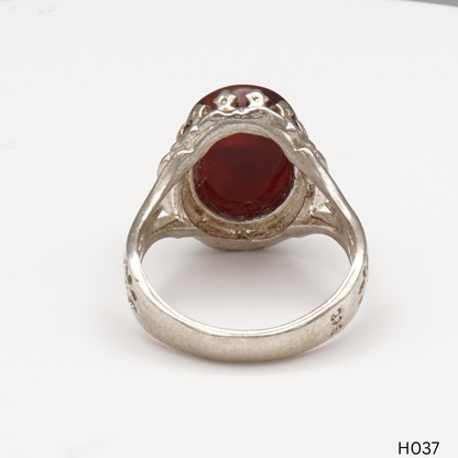 925 Silber Herrenring mit echtem Jemen Achat - Aqeeq Yamani
