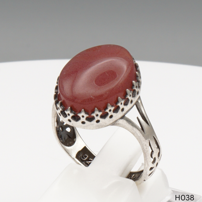 925 Silber Herrenring mit echtem Jemen Achat - Aqeeq Yamani