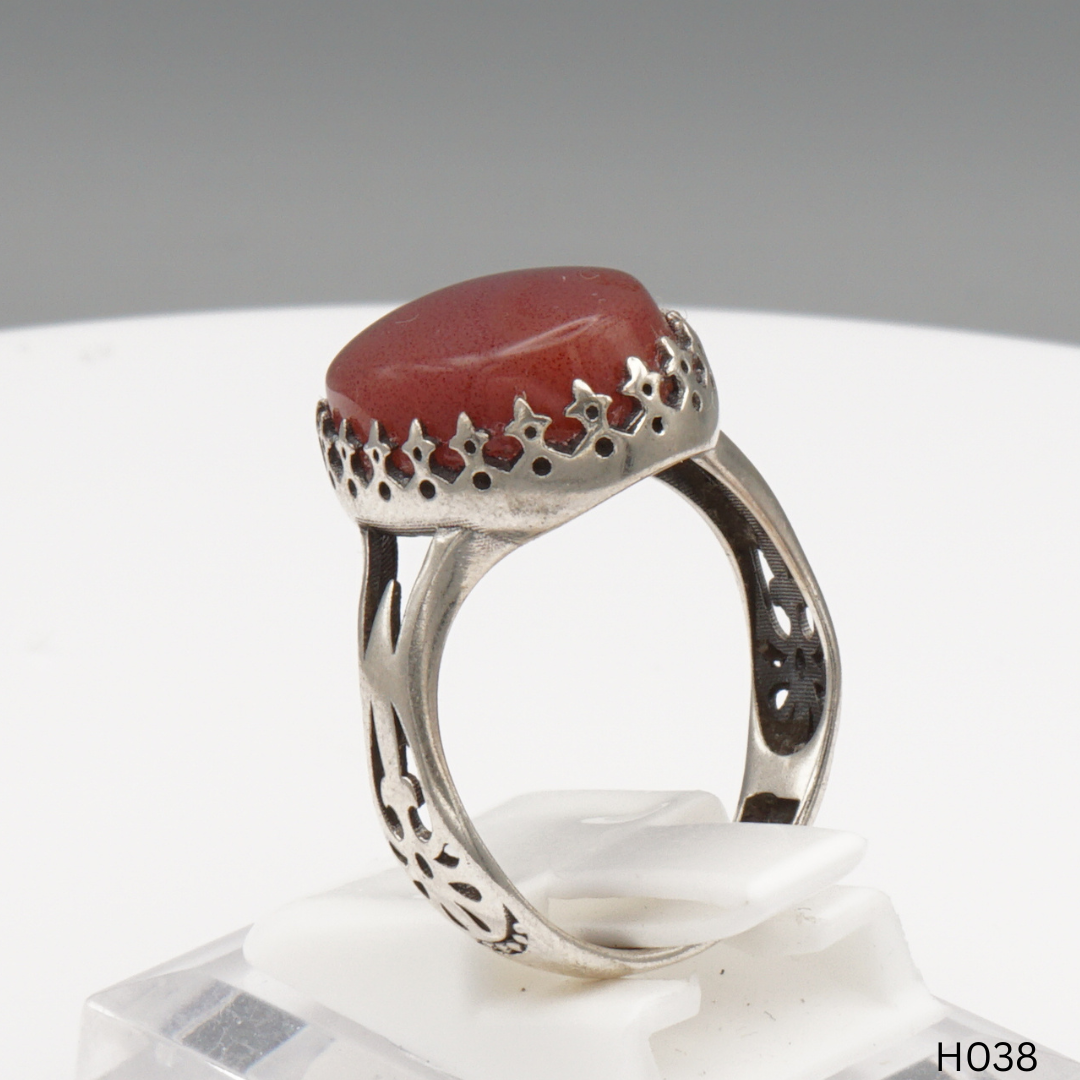 925 Silber Herrenring mit echtem Jemen Achat - Aqeeq Yamani