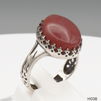 925 Silber Herrenring mit echtem Jemen Achat - Aqeeq Yamani