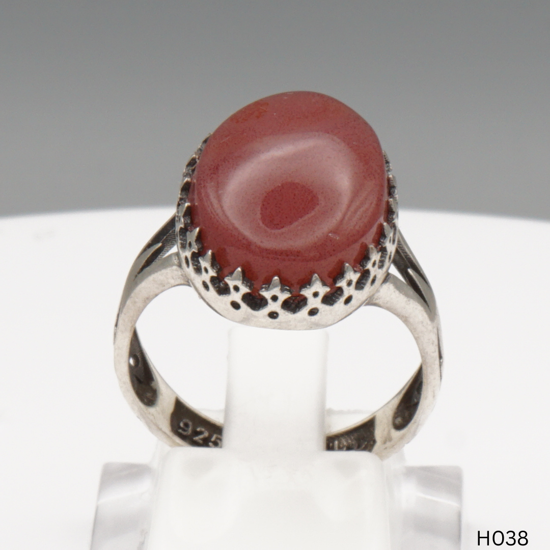 925 Silber Herrenring mit echtem Jemen Achat - Aqeeq Yamani