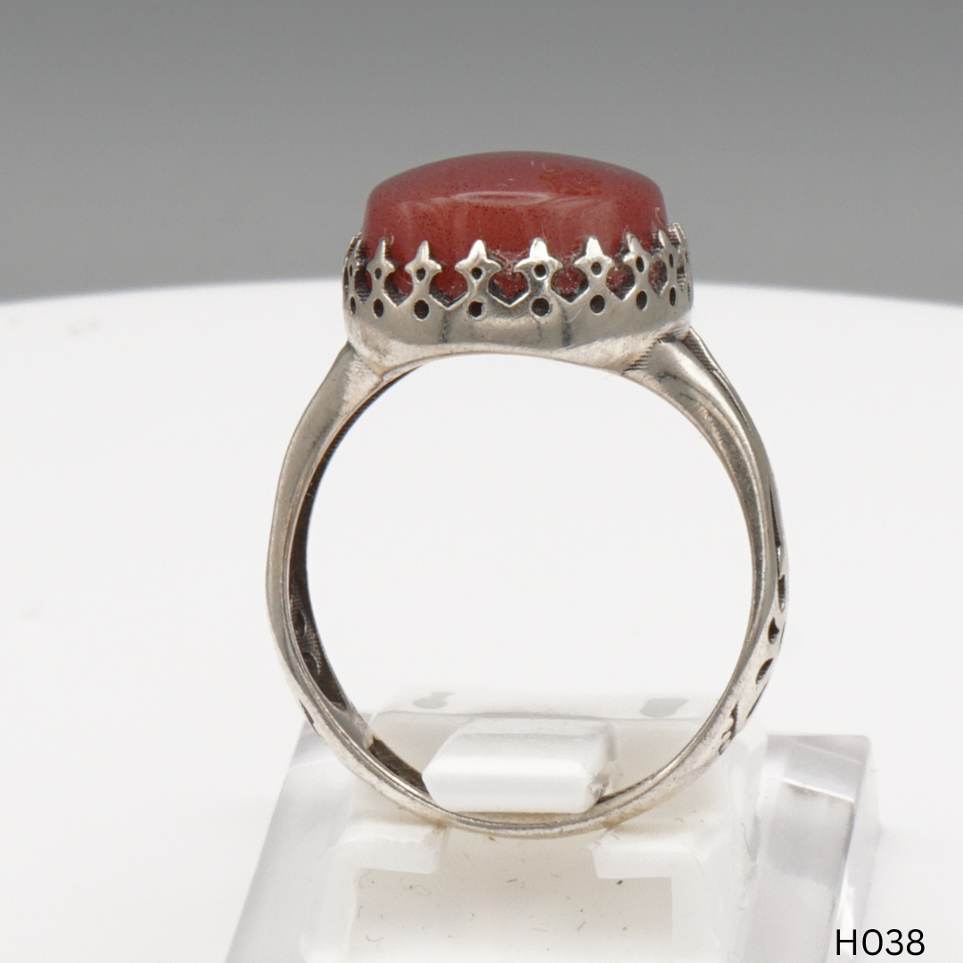 925 Silber Herrenring mit echtem Jemen Achat - Aqeeq Yamani