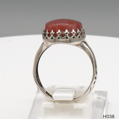 925 Silber Herrenring mit echtem Jemen Achat - Aqeeq Yamani