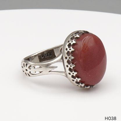 925 Silber Herrenring mit echtem Jemen Achat - Aqeeq Yamani