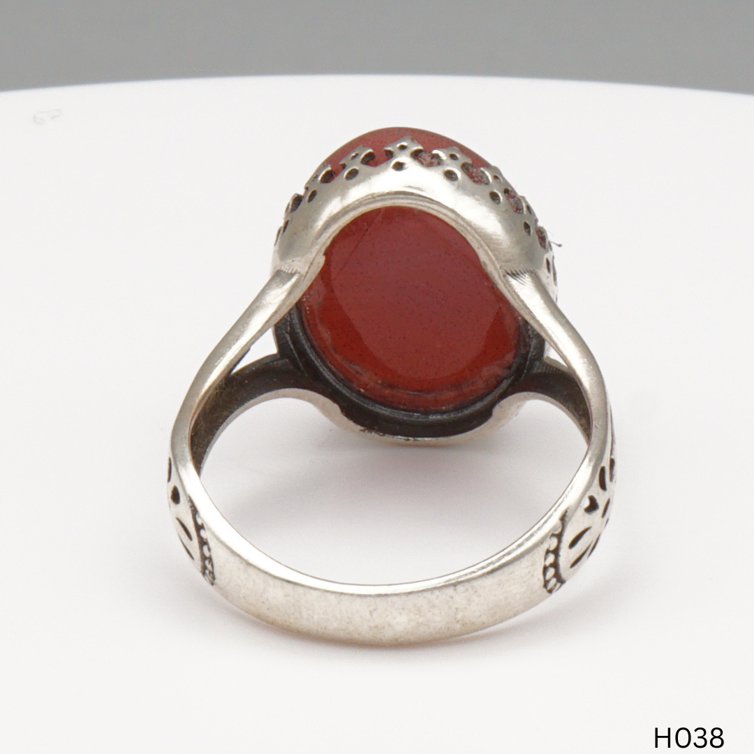 925 Silber Herrenring mit echtem Jemen Achat - Aqeeq Yamani