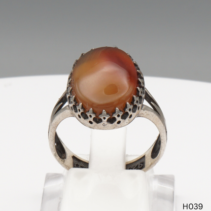 925 Silber Herrenring mit echtem Jemen Achat - Aqeeq Yamani
