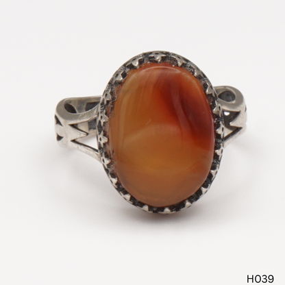 925 Silber Herrenring mit echtem Jemen Achat - Aqeeq Yamani