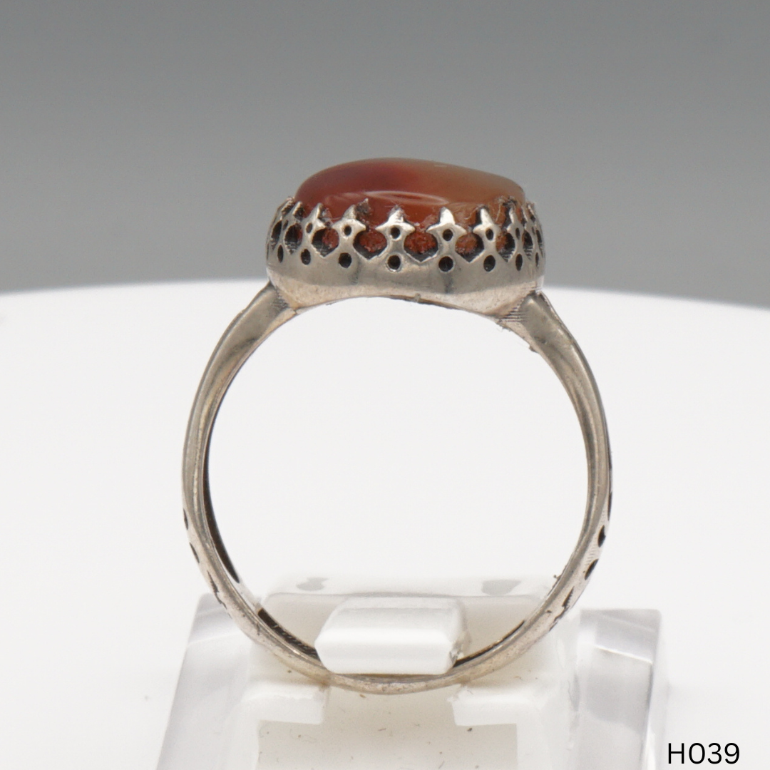 925 Silber Herrenring mit echtem Jemen Achat - Aqeeq Yamani