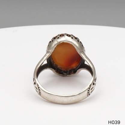 925 Silber Herrenring mit echtem Jemen Achat - Aqeeq Yamani