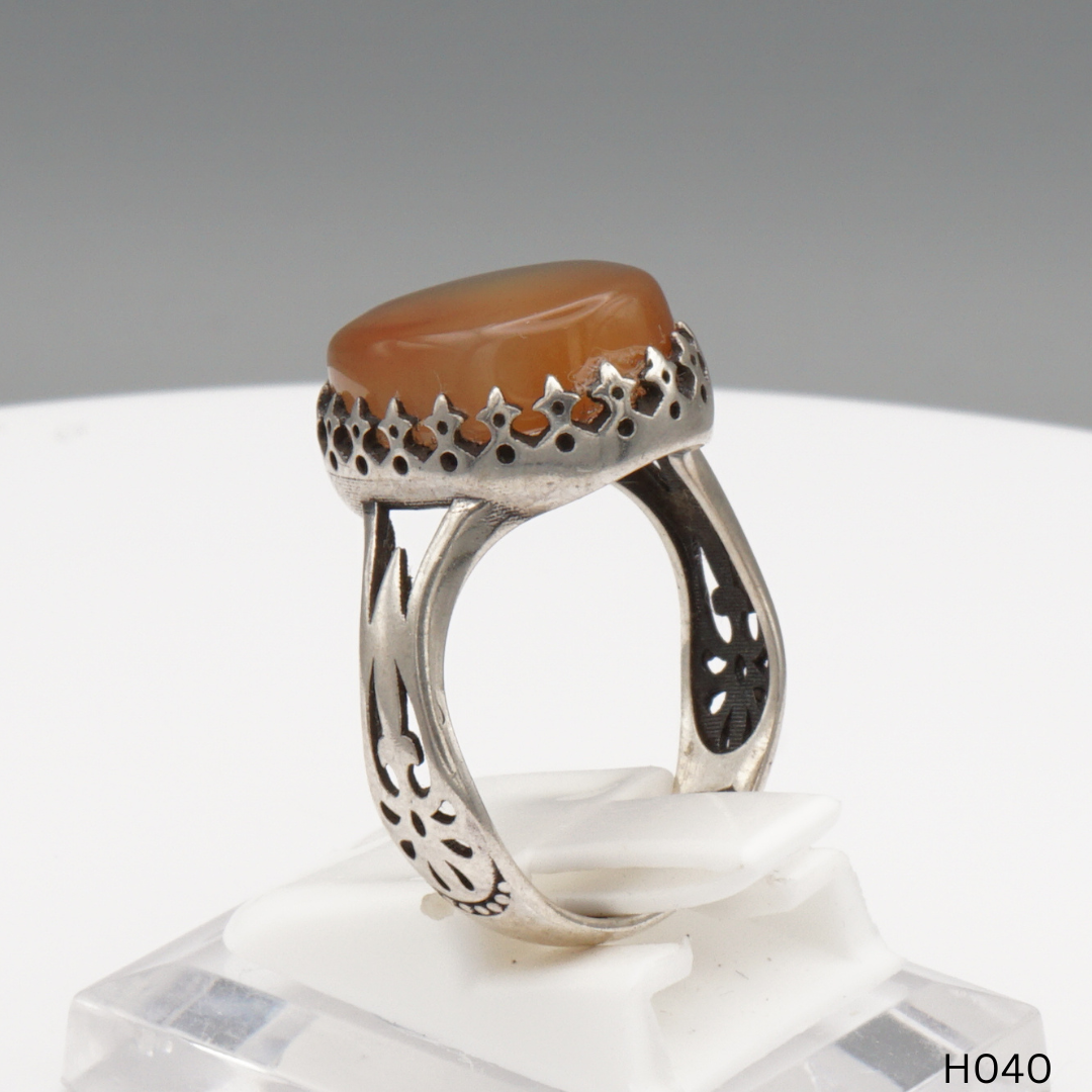 925 Silber Herrenring mit echtem Jemen Achat - Aqeeq Yamani