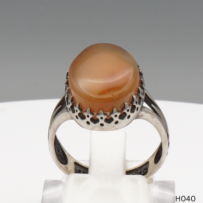 925 Silber Herrenring mit echtem Jemen Achat - Aqeeq Yamani