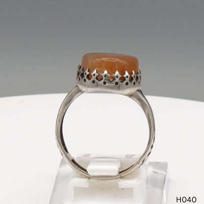 925 Silber Herrenring mit echtem Jemen Achat - Aqeeq Yamani