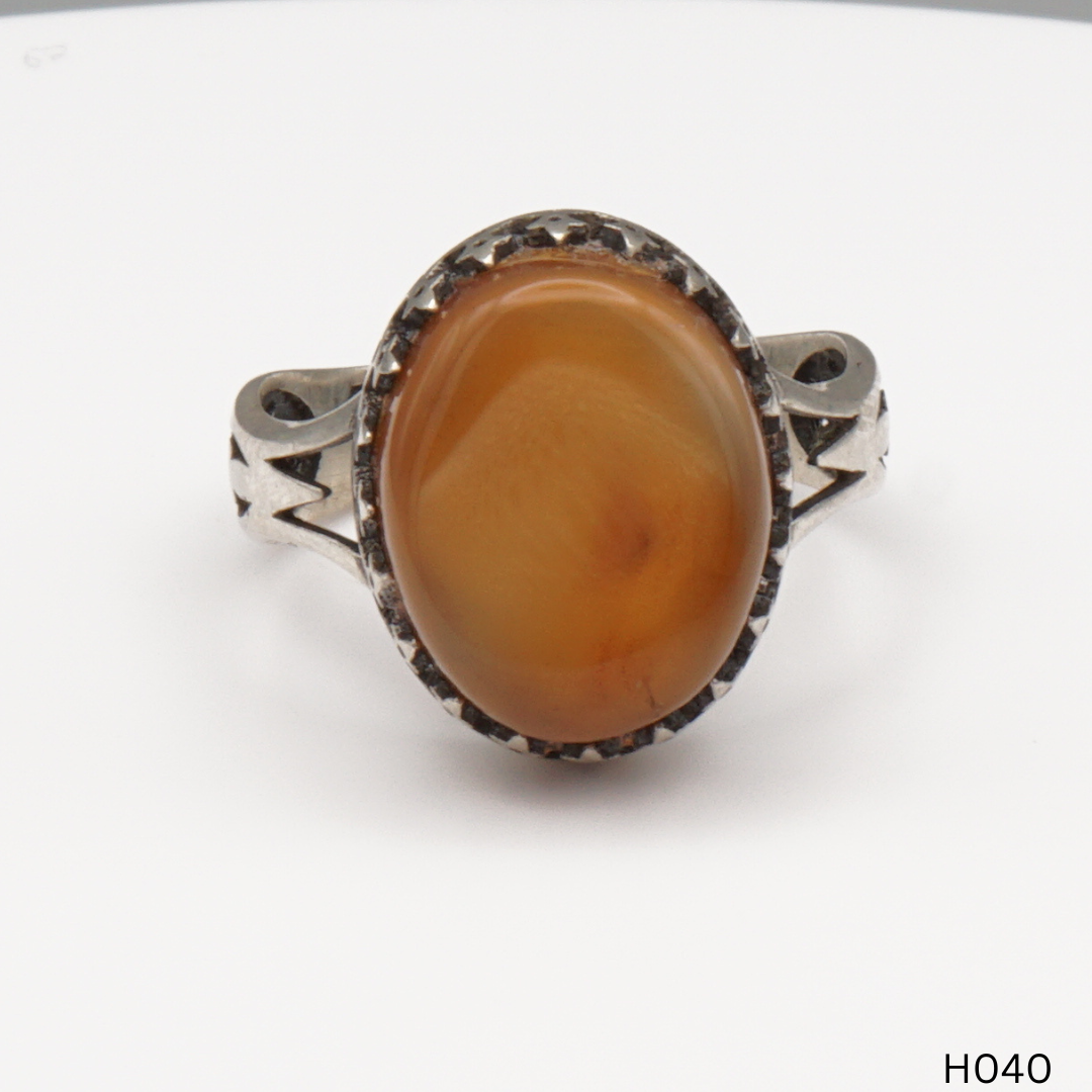 925 Silber Herrenring mit echtem Jemen Achat - Aqeeq Yamani