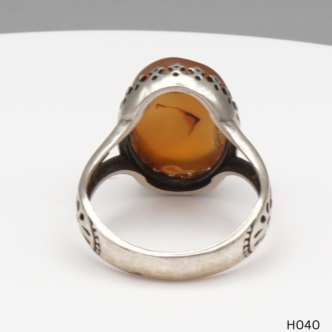 925 Silber Herrenring mit echtem Jemen Achat - Aqeeq Yamani