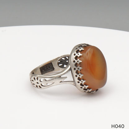925 Silber Herrenring mit echtem Jemen Achat - Aqeeq Yamani