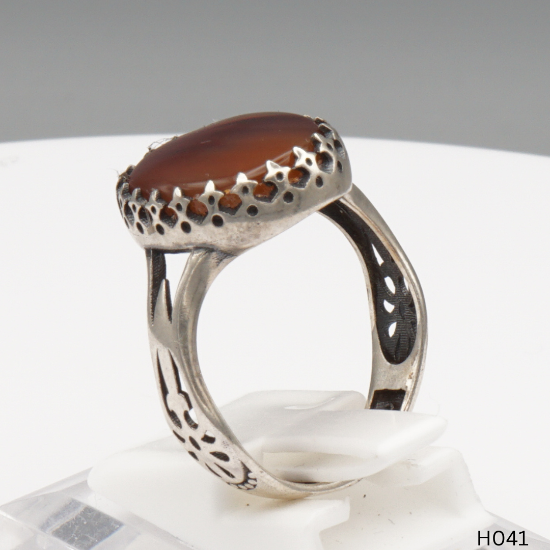 925 Silber Herrenring mit echtem Jemen Achat - Aqeeq Yamani