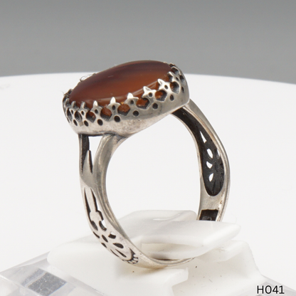 925 Silber Herrenring mit echtem Jemen Achat - Aqeeq Yamani