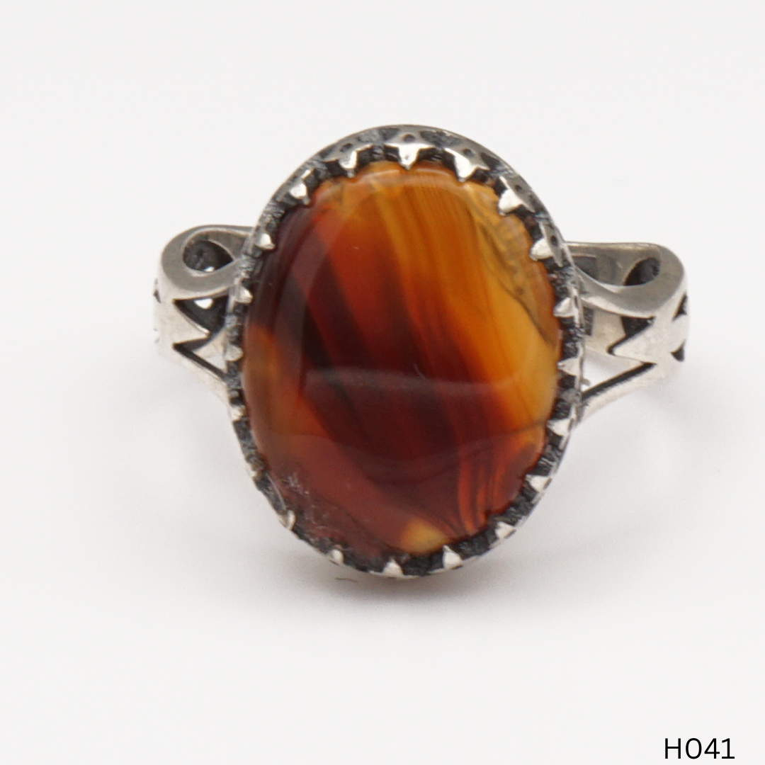 925 Silber Herrenring mit echtem Jemen Achat - Aqeeq Yamani