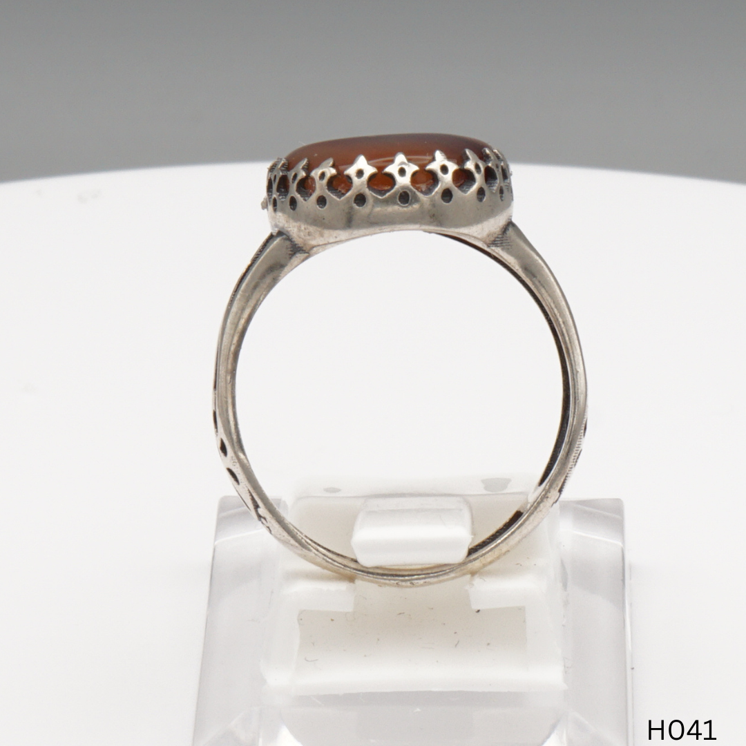 925 Silber Herrenring mit echtem Jemen Achat - Aqeeq Yamani