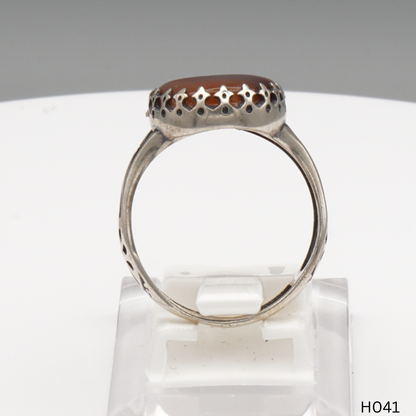 925 Silber Herrenring mit echtem Jemen Achat - Aqeeq Yamani