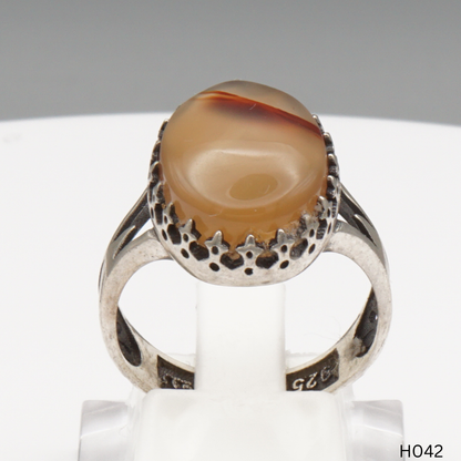 925 Silber Herrenring mit echtem Jemen Achat - Aqeeq Yamani