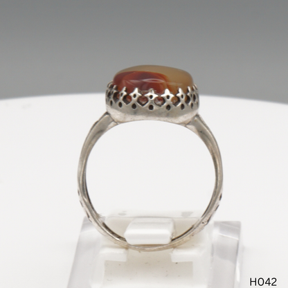 925 Silber Herrenring mit echtem Jemen Achat - Aqeeq Yamani