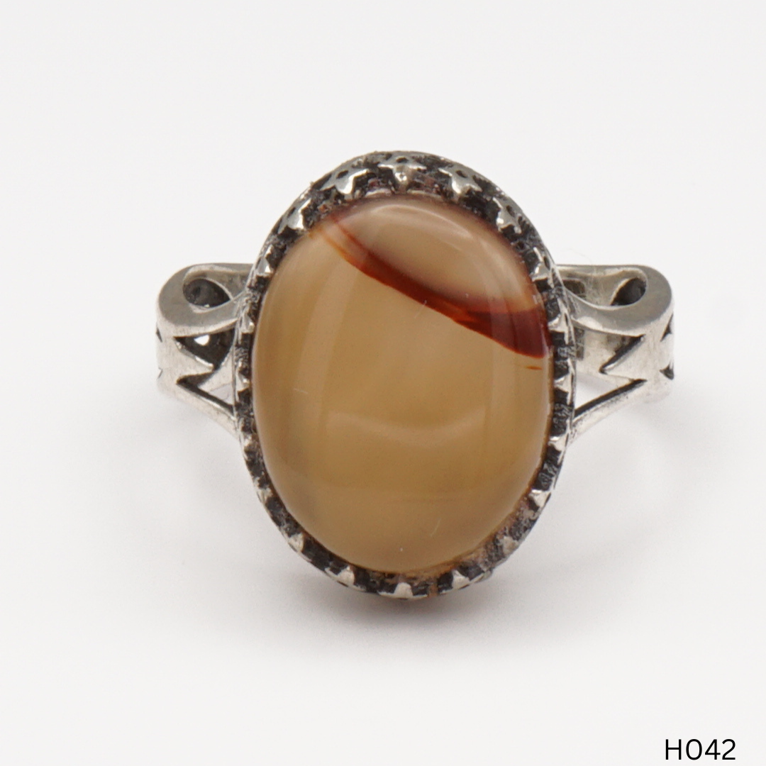 925 Silber Herrenring mit echtem Jemen Achat - Aqeeq Yamani