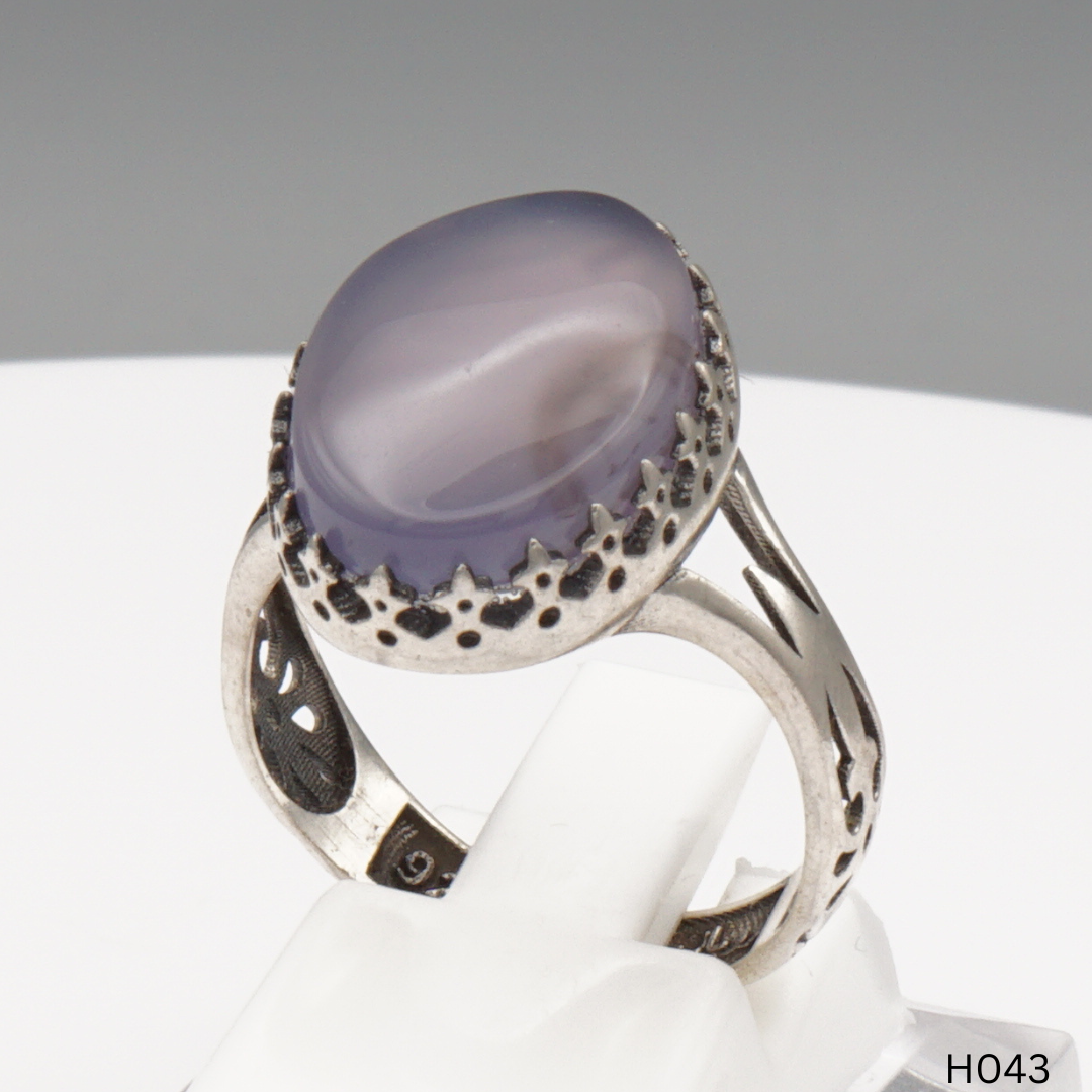 925 Silber Herrenring mit echtem Jemen Achat - Aqeeq Yamani