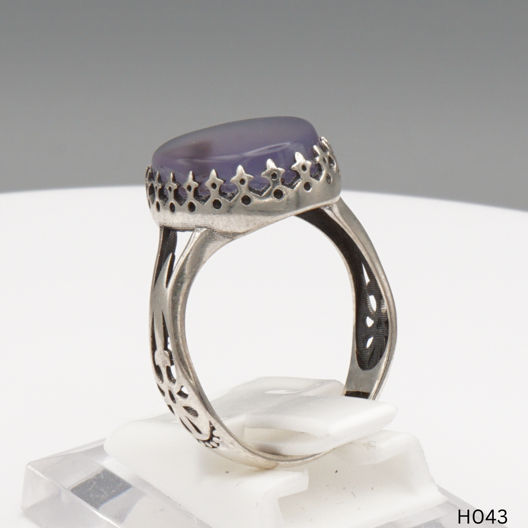 925 Silber Herrenring mit echtem Jemen Achat - Aqeeq Yamani