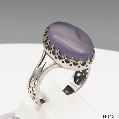 925 Silber Herrenring mit echtem Jemen Achat - Aqeeq Yamani
