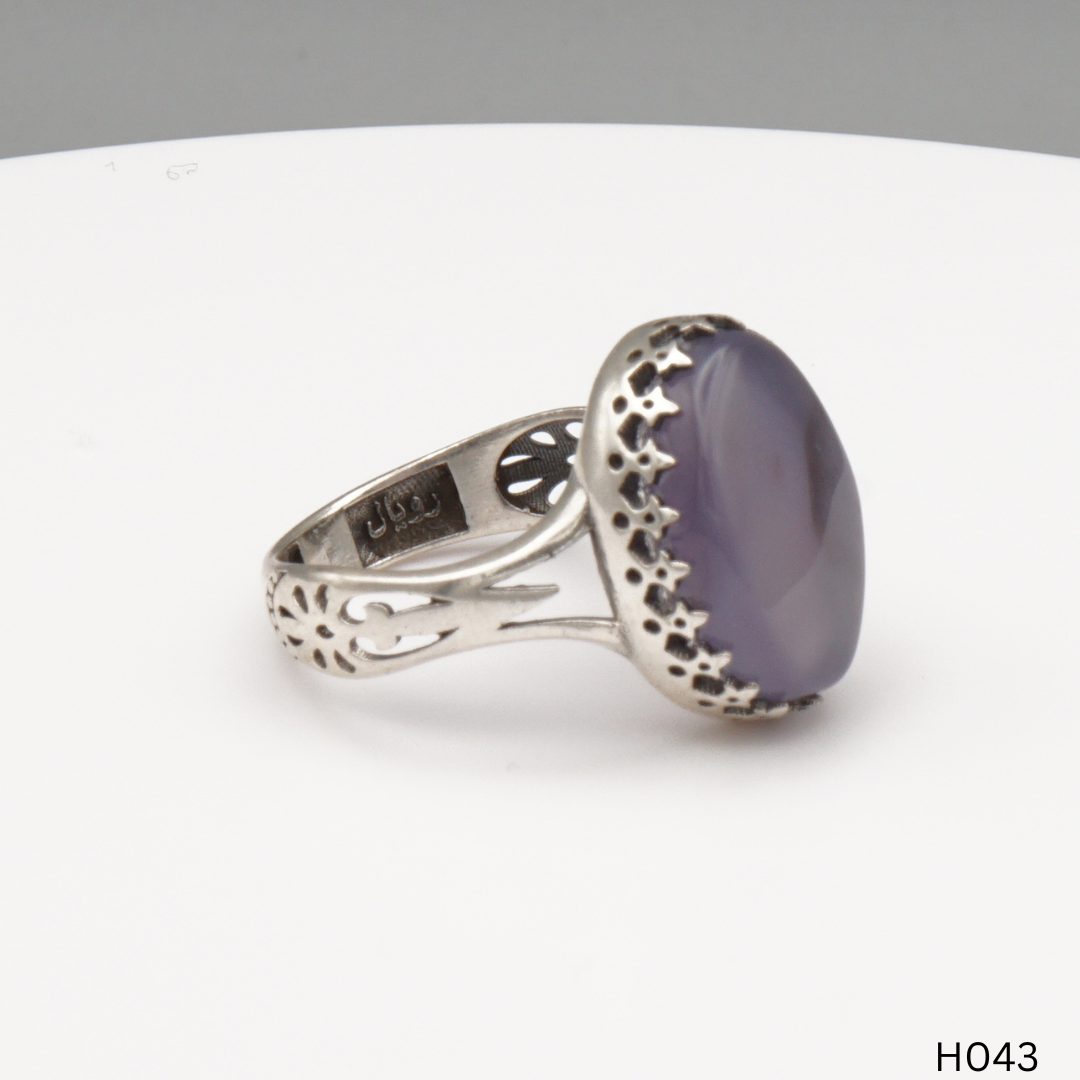 925 Silber Herrenring mit echtem Jemen Achat - Aqeeq Yamani