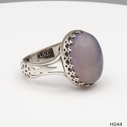 925 Silber Herrenring mit echtem Jemen Achat - Aqeeq Yamani