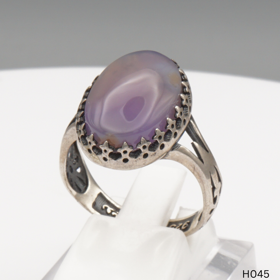 925 Silber Herrenring mit echtem Jemen Achat - Aqeeq Yamani