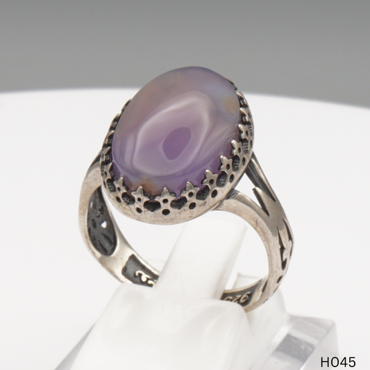 925 Silber Herrenring mit echtem Jemen Achat - Aqeeq Yamani