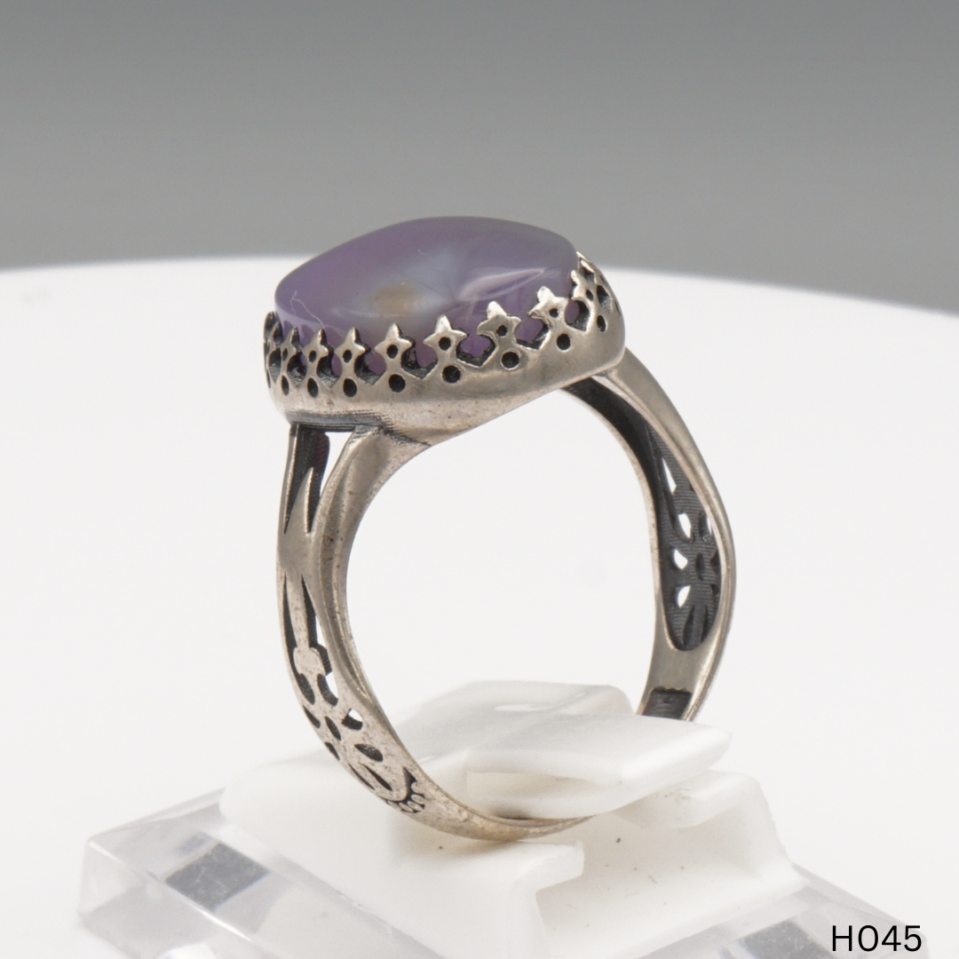 925 Silber Herrenring mit echtem Jemen Achat - Aqeeq Yamani