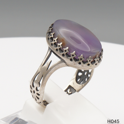 925 Silber Herrenring mit echtem Jemen Achat - Aqeeq Yamani