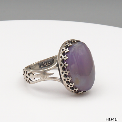 925 Silber Herrenring mit echtem Jemen Achat - Aqeeq Yamani