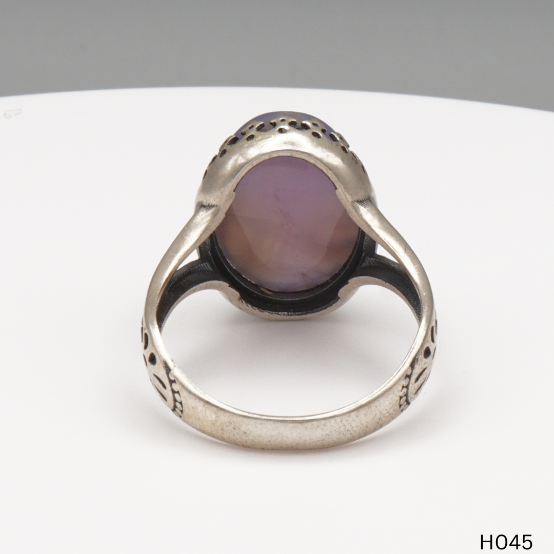 925 Silber Herrenring mit echtem Jemen Achat - Aqeeq Yamani