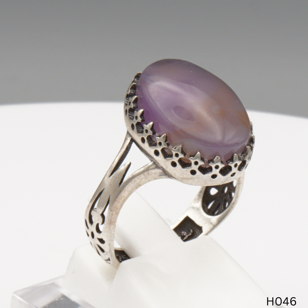925 Silber Herrenring mit echtem Jemen Achat - Aqeeq Yamani
