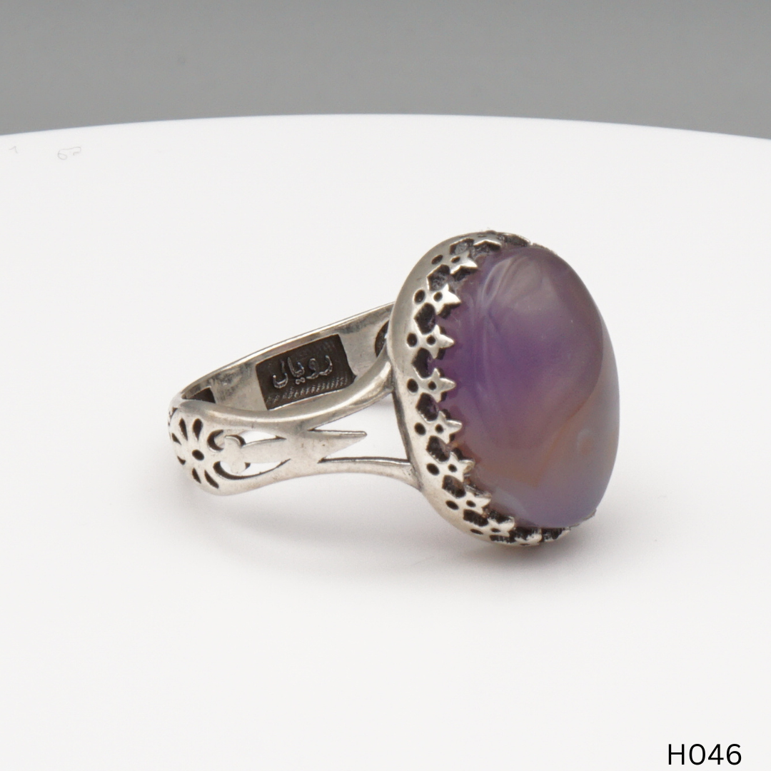 925 Silber Herrenring mit echtem Jemen Achat - Aqeeq Yamani